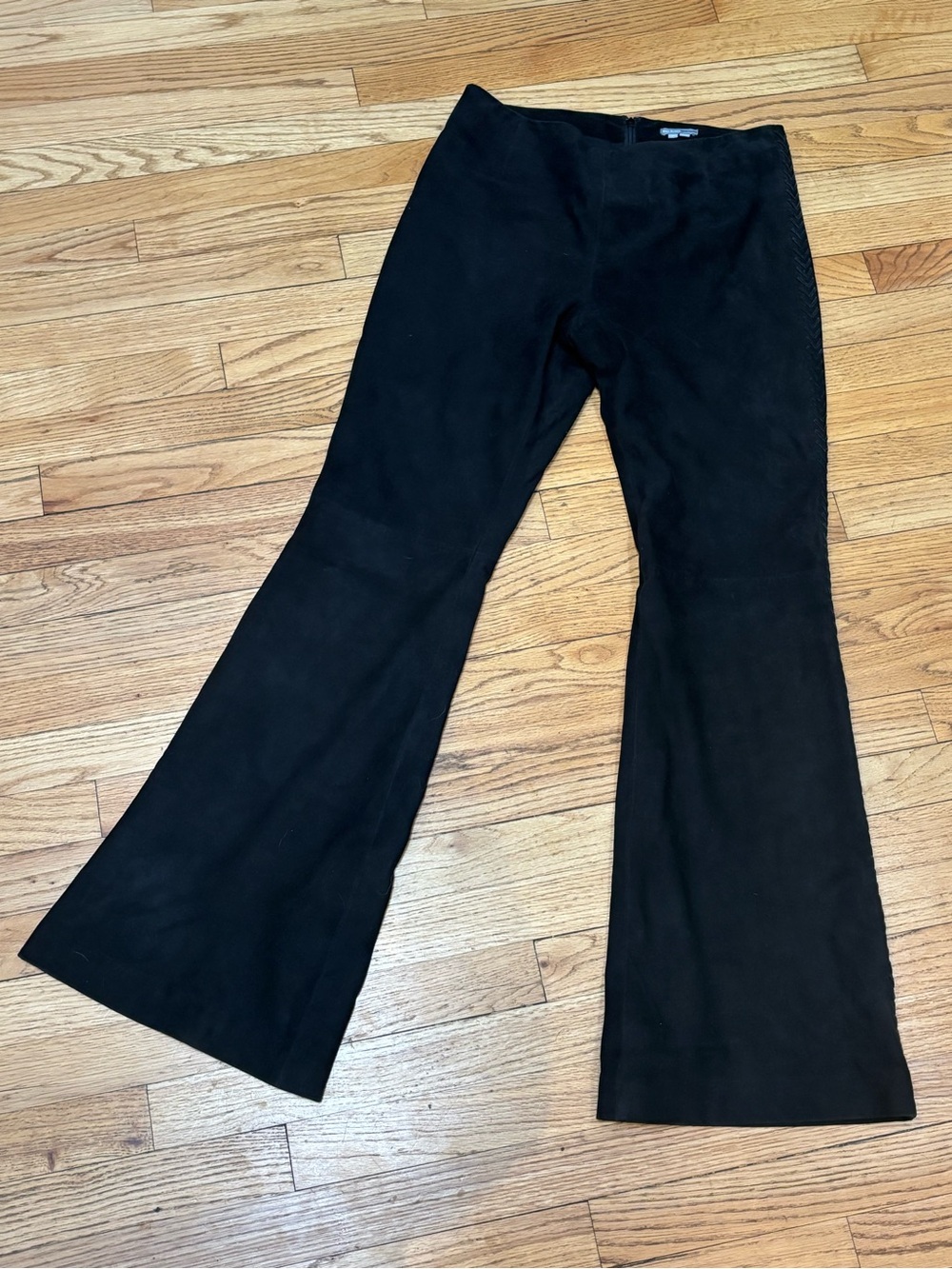 Bill Blass New York vintage black suede leather western flare leg pants 6